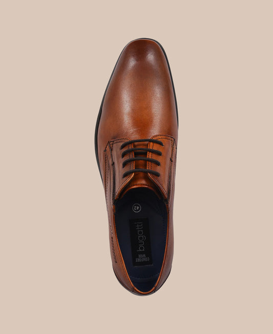 Bugatti Leather Lace-Up Shoes - Cognac