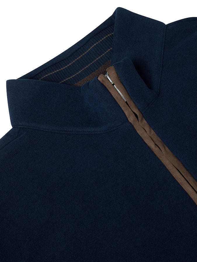 Cotton-Rich Quarter Zip - Dark Blue