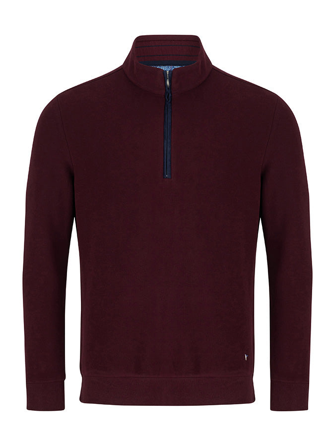 Cotton-Rich Quarter Zip - Burgundy