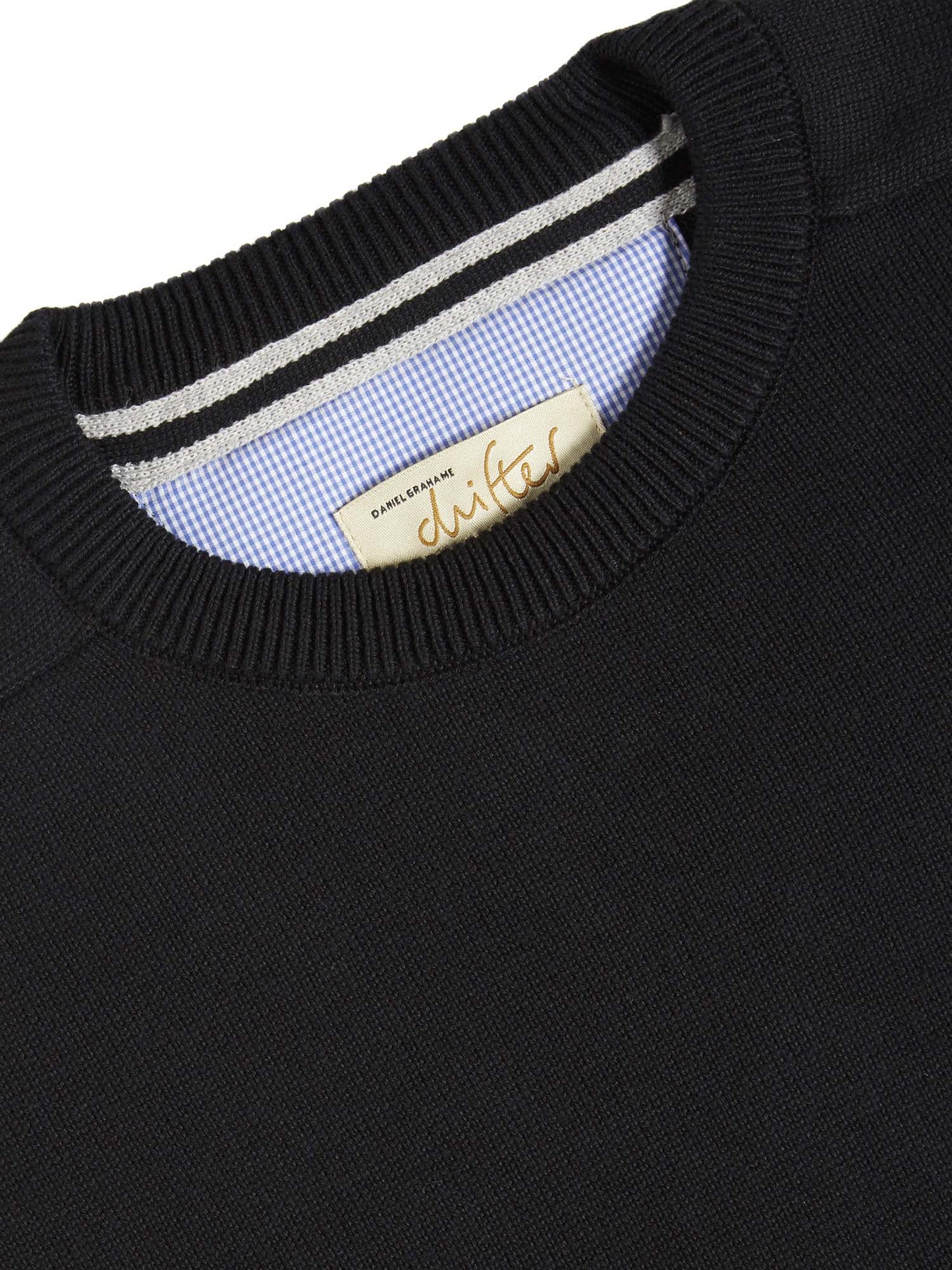 Cotton-Mix Crew-neck Jumper - Black