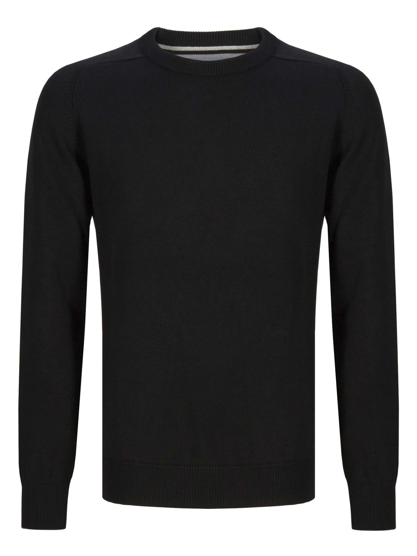 Cotton-Mix Crew-neck Jumper - Black