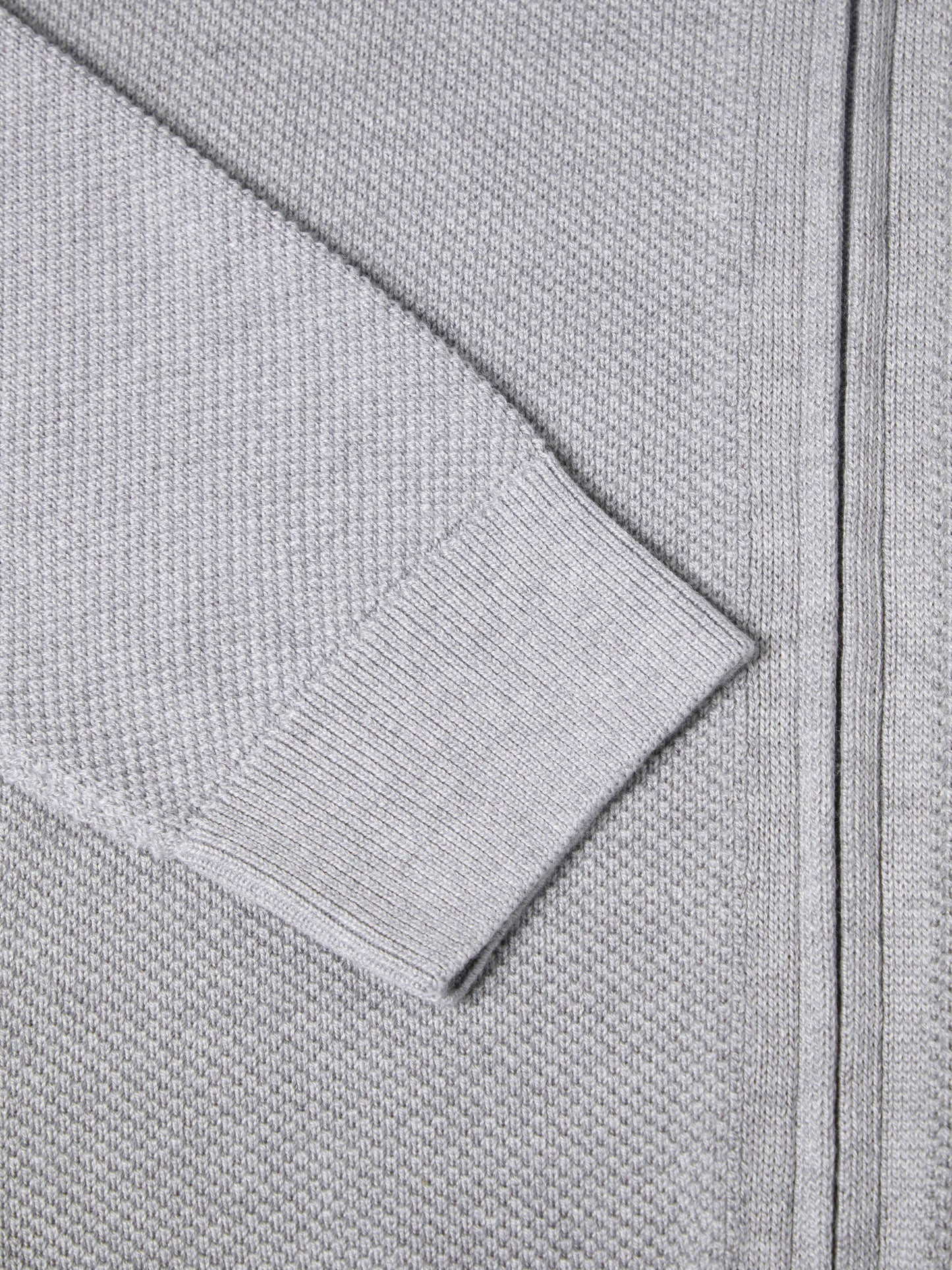 Light Grey Full-Zip Cardigan with Textured Knit