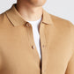 Long Sleeve Buttoned Polo Cardigan - Camel