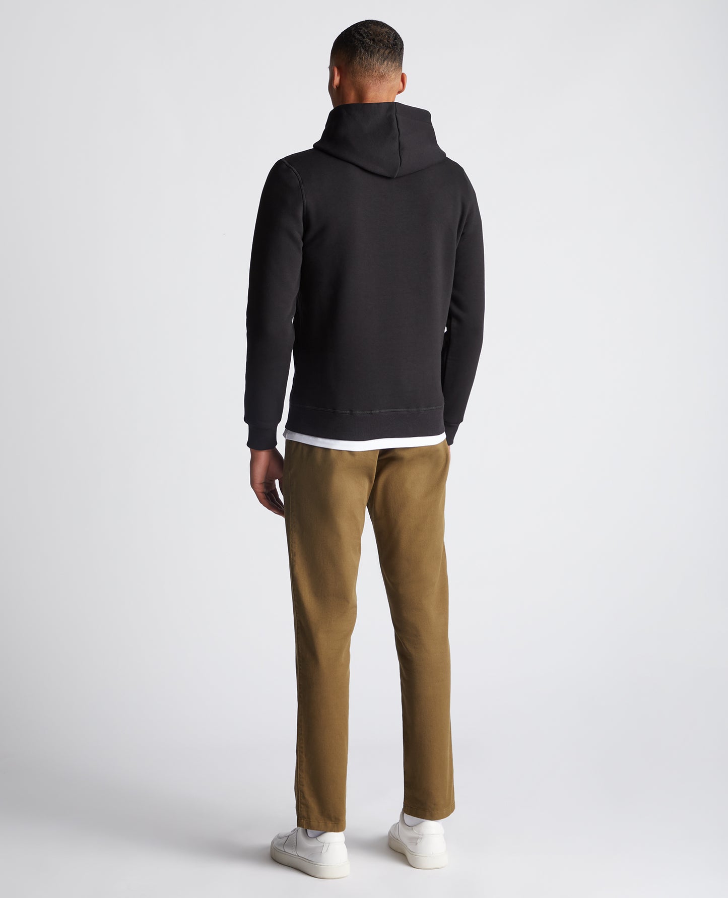 Tapered Fit Soft Cotton-Blend Hoodie - Black