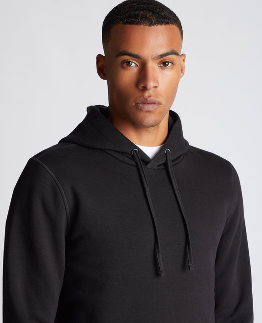 Tapered Fit Soft Cotton-Blend Hoodie - Black