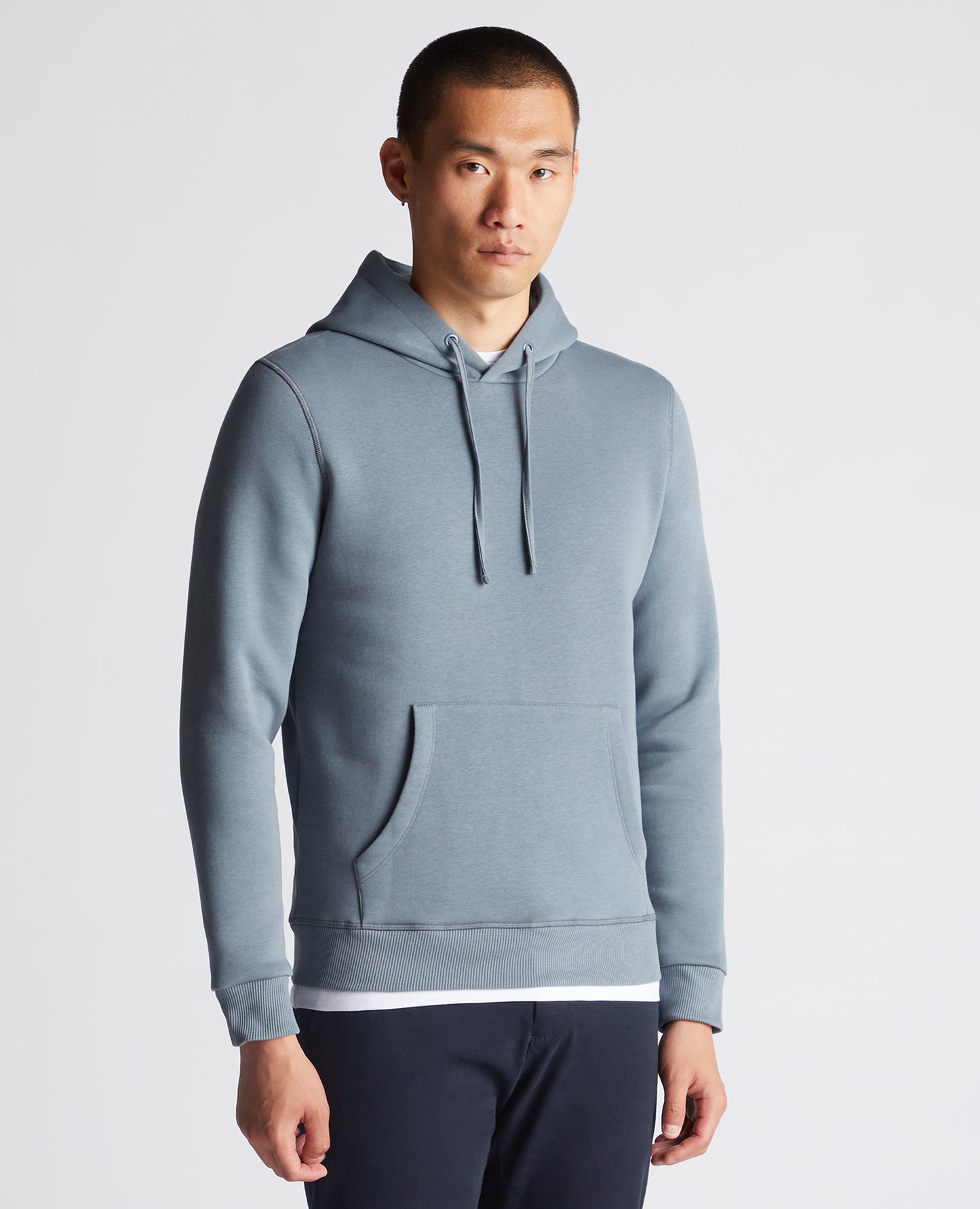 Tapered Fit Soft Cotton-Blend Hoodie - Steel Grey