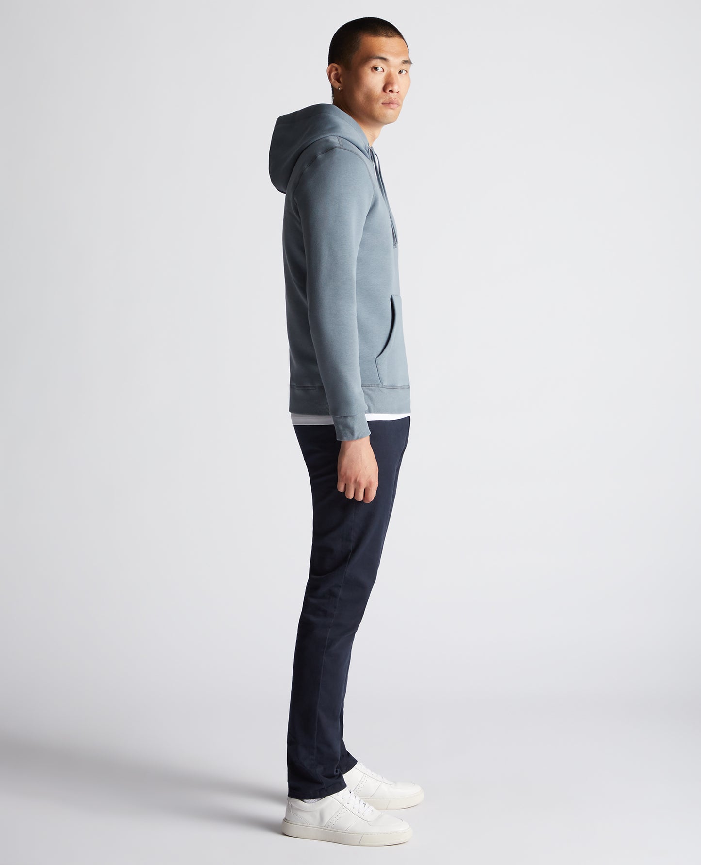 Tapered Fit Soft Cotton-Blend Hoodie - Steel Grey