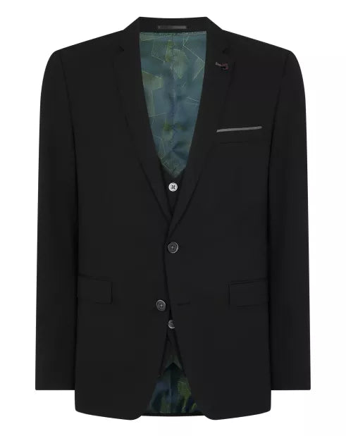Tapered Fit Polyviscose Suit Jacket - Black