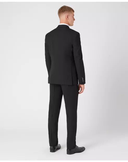 Tapered Fit Polyviscose Suit Jacket - Black