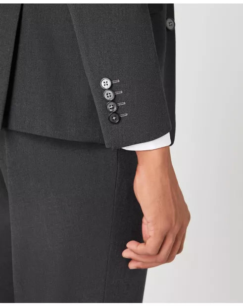 Tapered Fit Polyviscose Suit Jacket - Charcoal