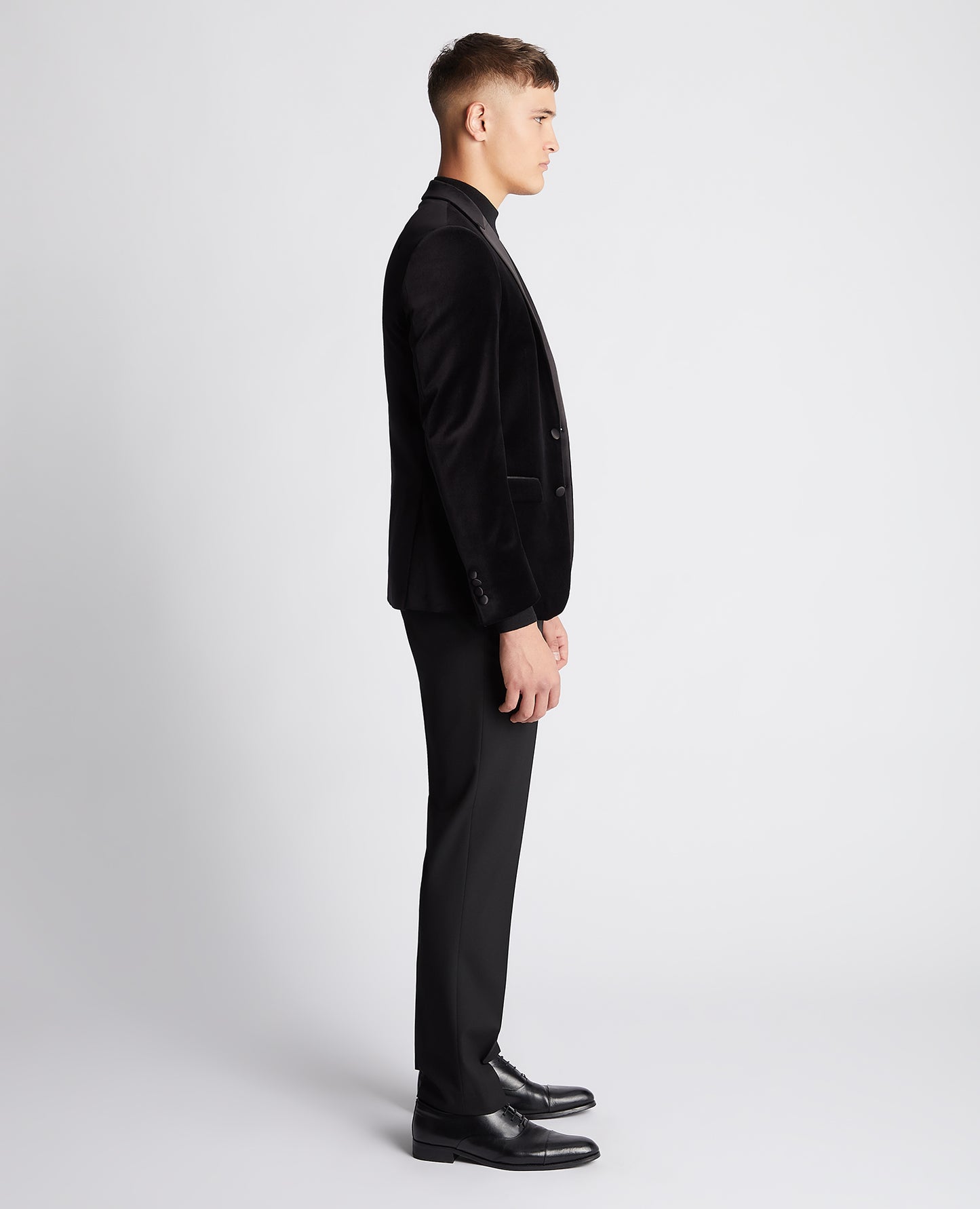 Slim Fit Velvet Jacket - Black