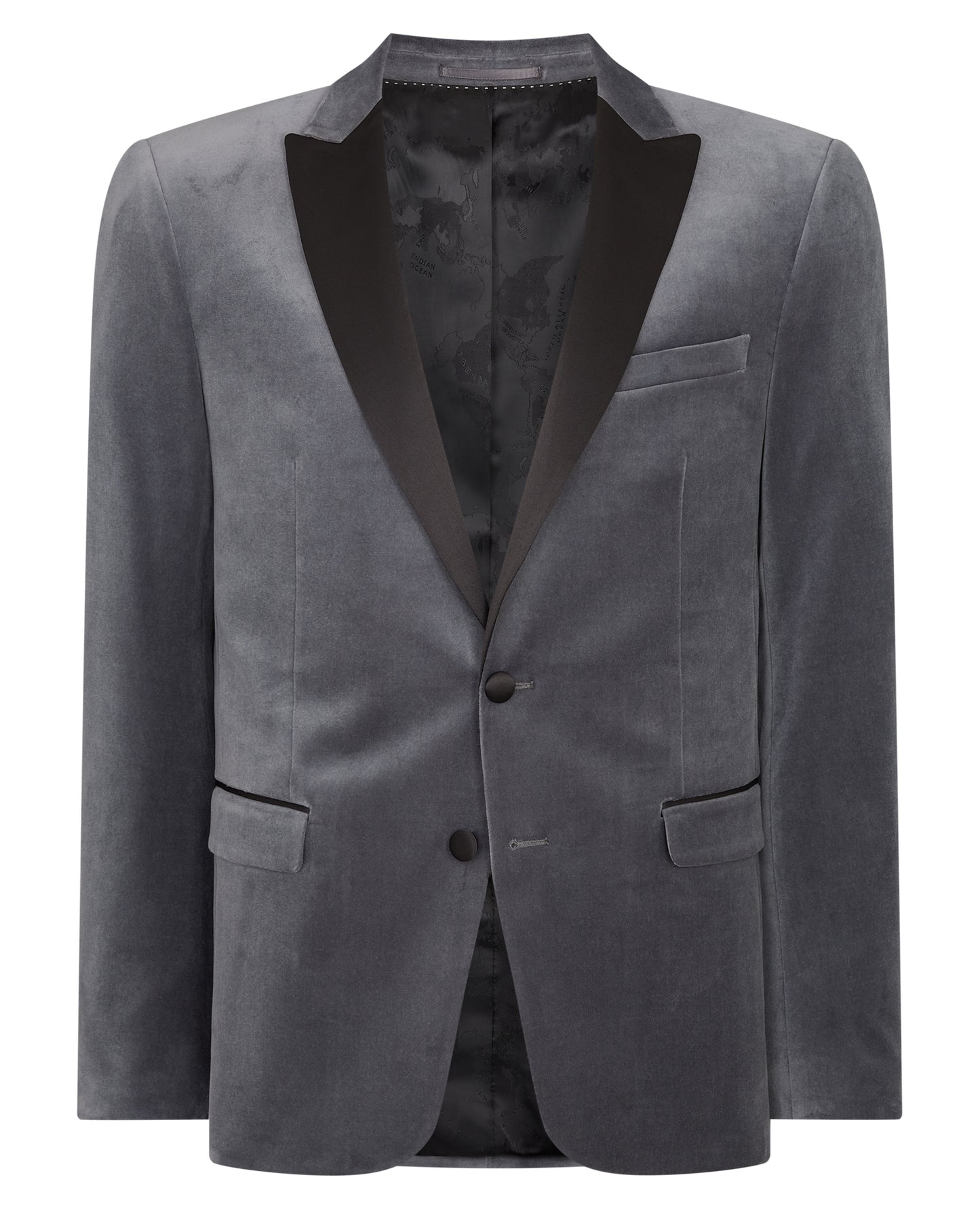 Slim Fit Velvet Jacket - Grey