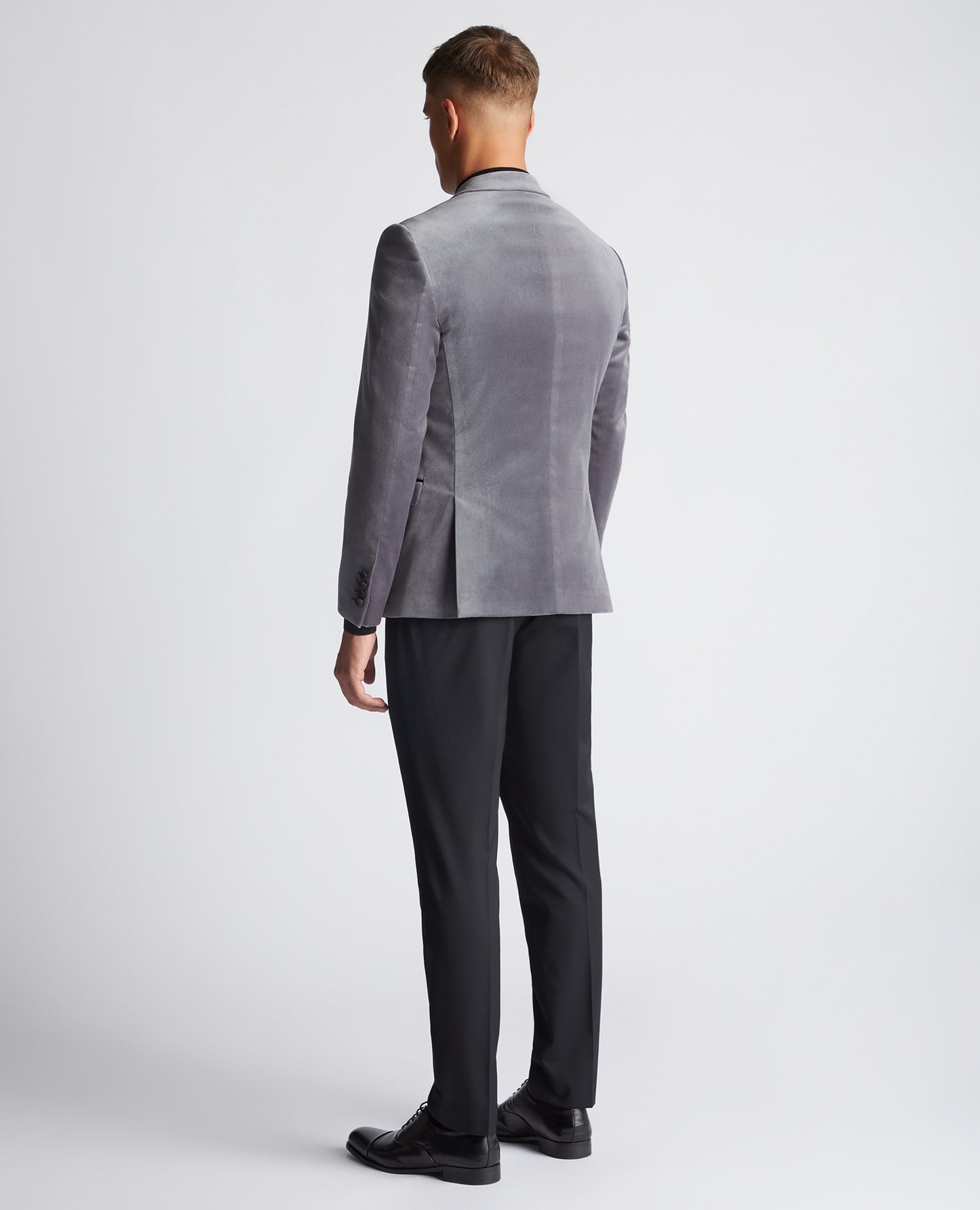 Slim Fit Velvet Jacket - Grey