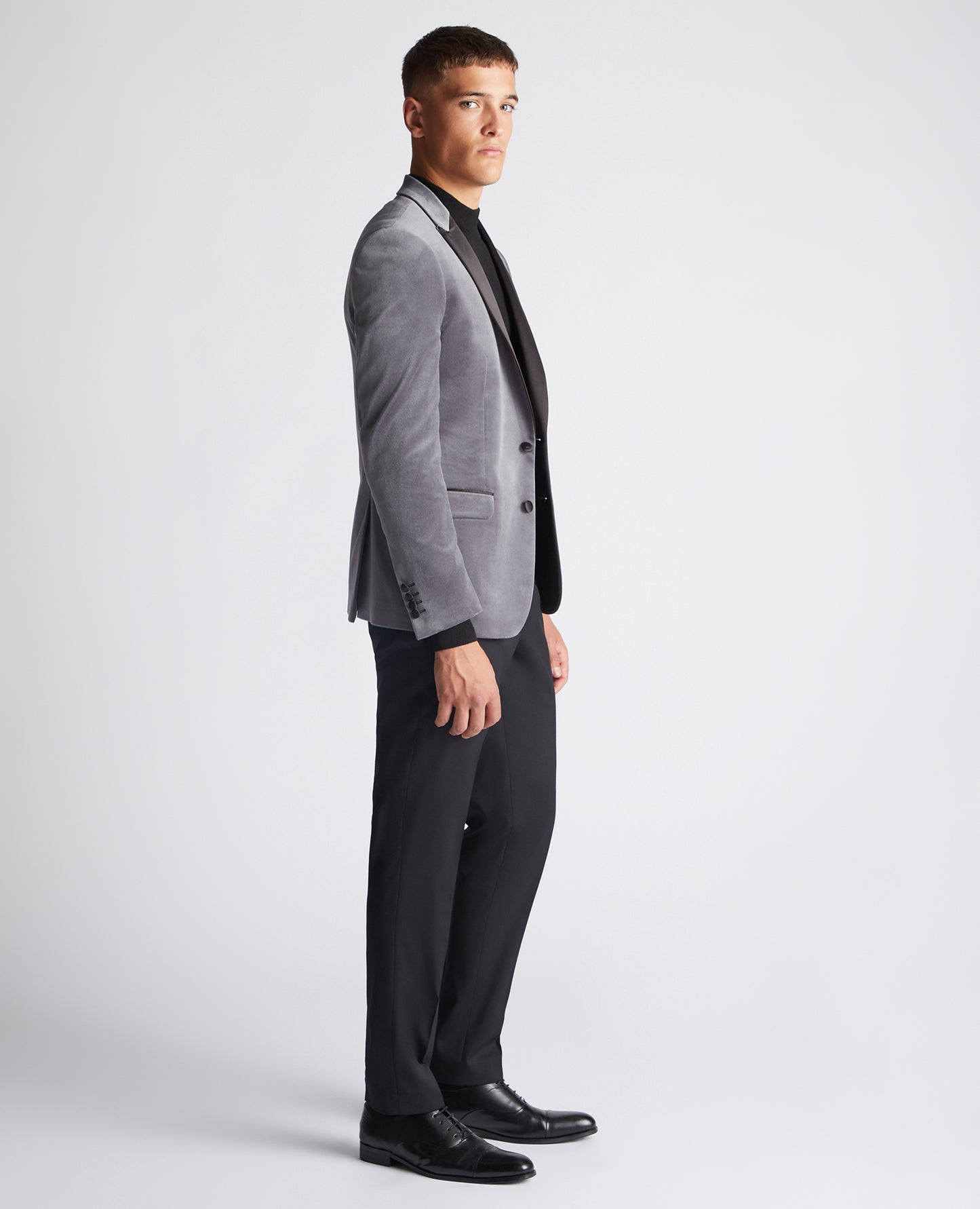 Slim Fit Velvet Jacket - Grey