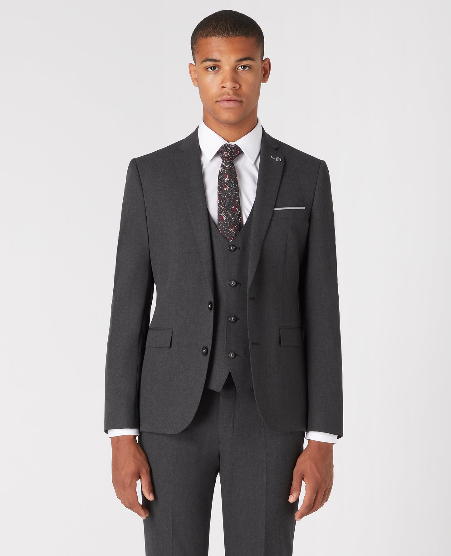 Slim Fit Polyviscose Suit Jacket - Charcoal