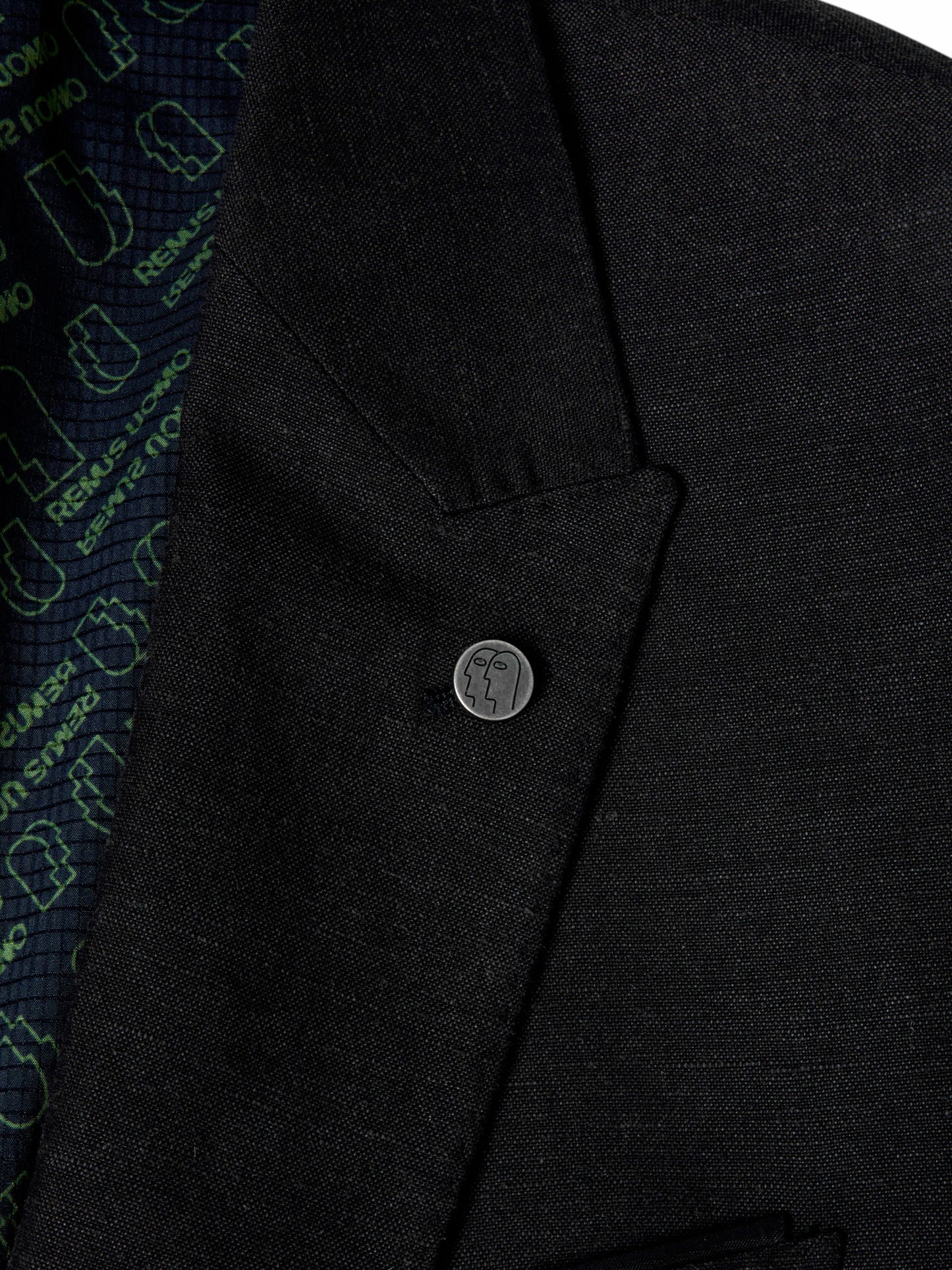Slim Fit Linen-Blend Suit Jacket - Black