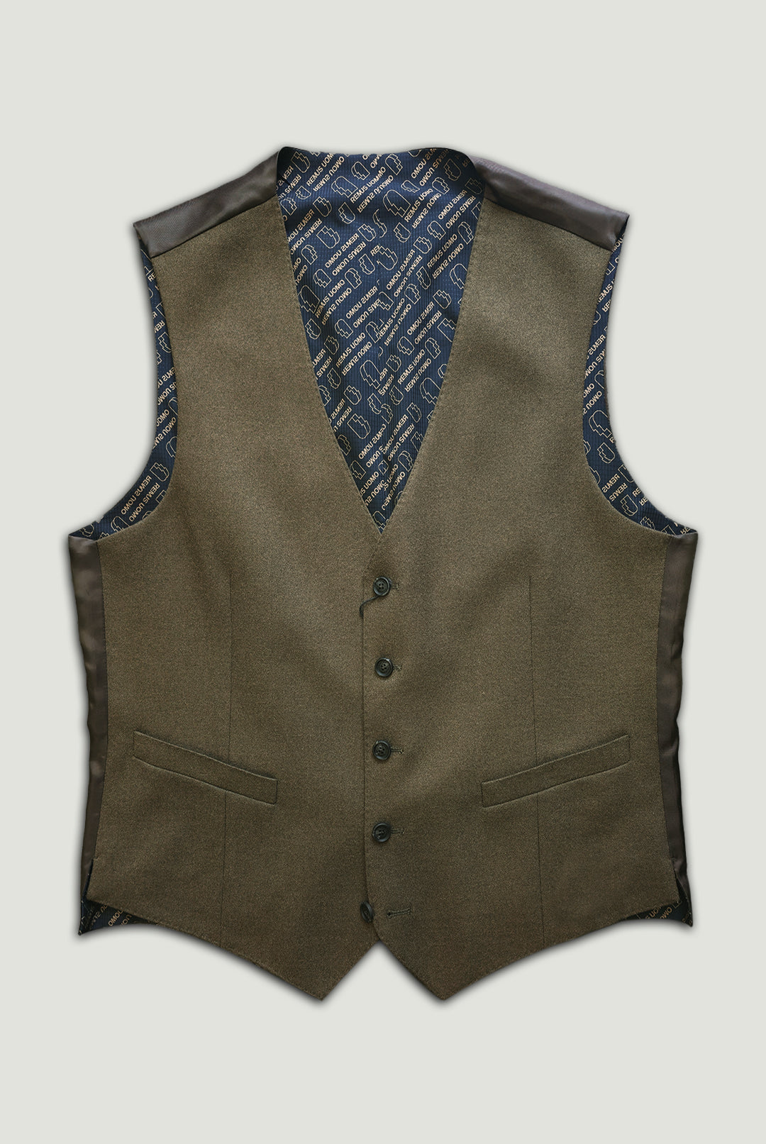 Soft Warm Handle Tapered Olive Suit - Waistcoat