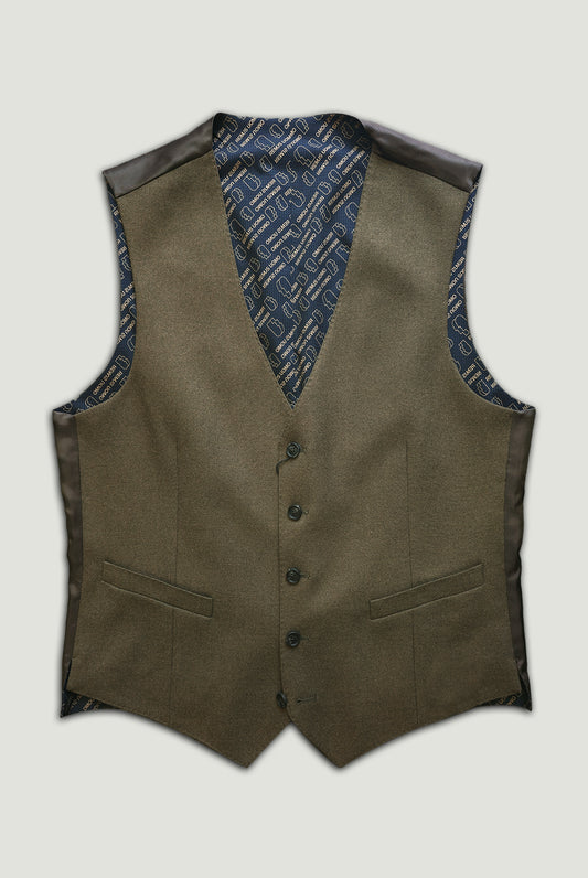 Soft Warm Handle Tapered Olive Suit - Waistcoat
