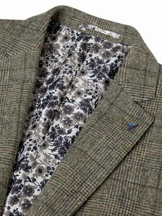 Pure Wool Tweed Check Jacket - Grey