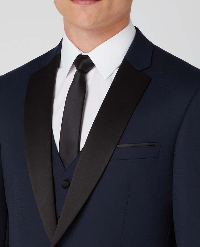 Slim Fit Wool-Rich Dinner Suit Waistcoat - Navy