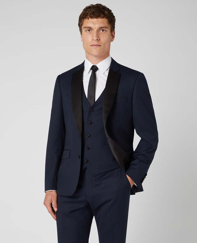 Slim Fit Wool-Rich Dinner Suit Waistcoat - Navy