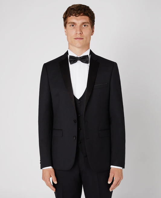 Slim Fit Wool-Rich Dinner Suit Waistcoat - Black