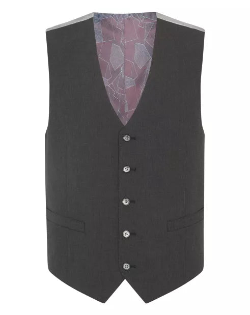 Tapered Fit Polyviscose Suit Waistcoat - Charcoal