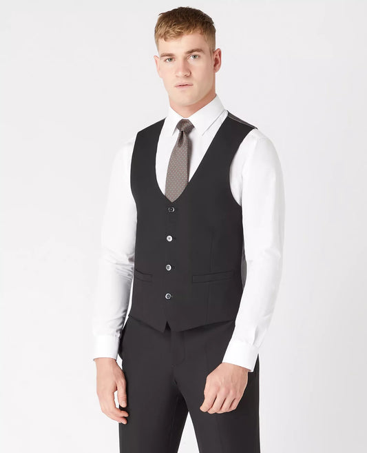 Slim Fit Polyviscose Suit Waistcoat - Black