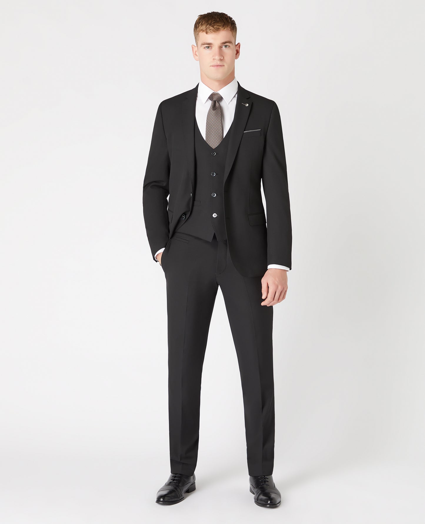 Slim Fit Polyviscose Suit Waistcoat - Black