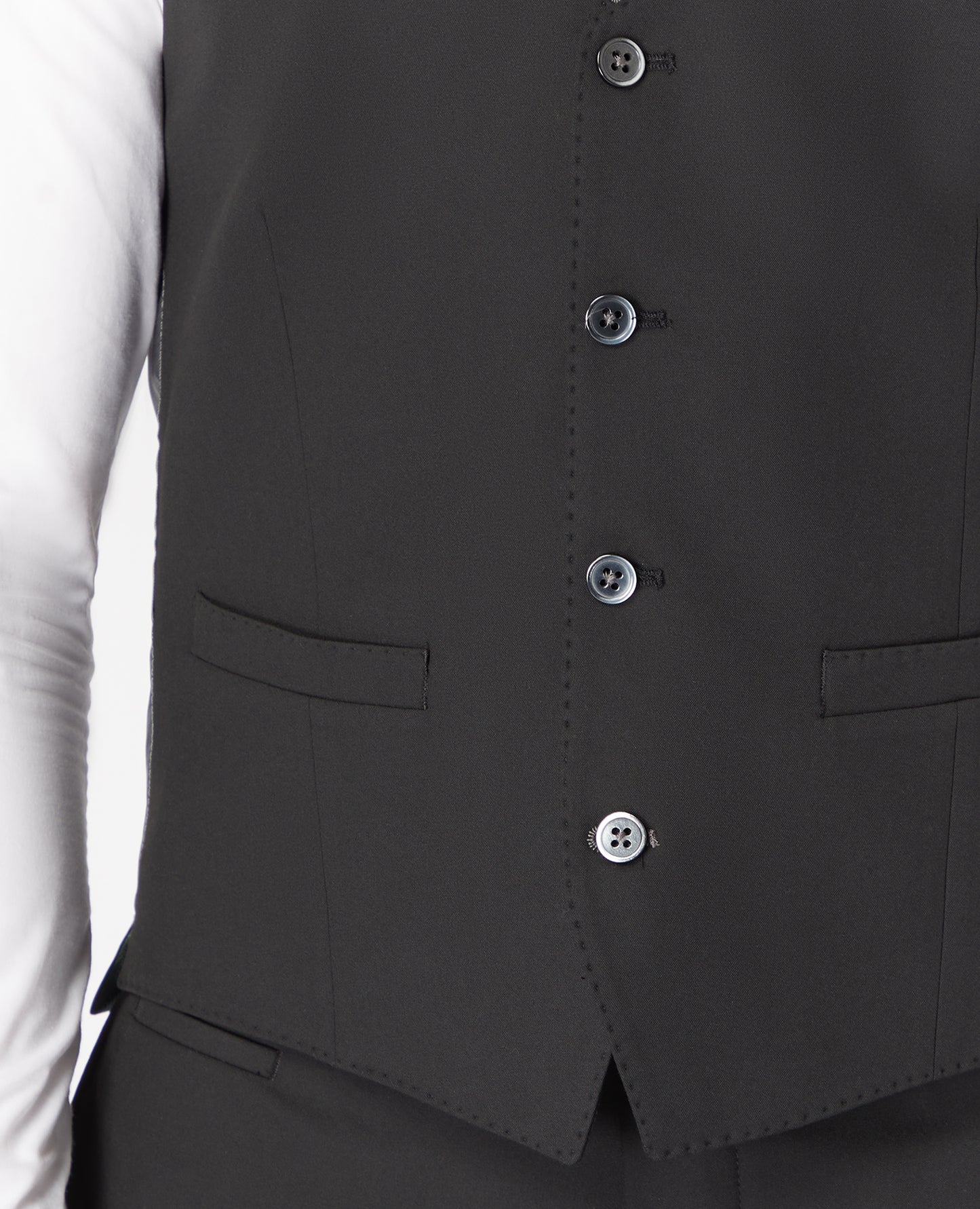 Slim Fit Polyviscose Suit Waistcoat - Black