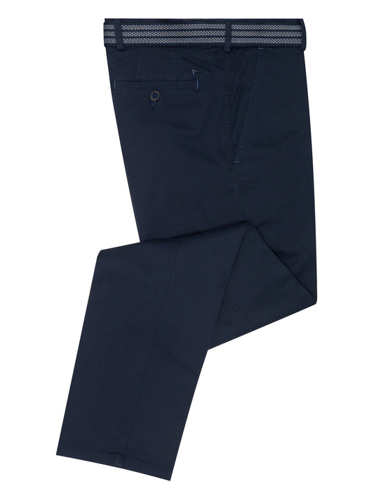 Expandable Waist Tapered Leg Chinos - Navy