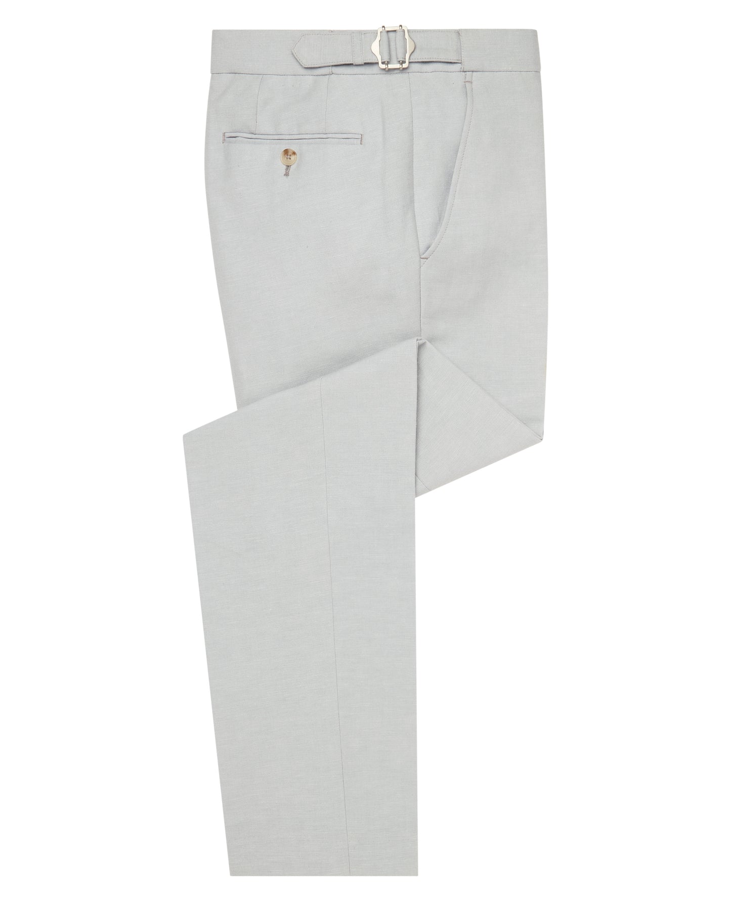 Slim Fit Linen-Blend Trousers - Light Blue