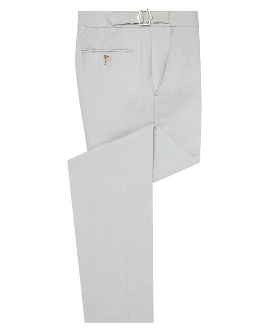 Slim Fit Linen-Blend Trousers - Light Blue