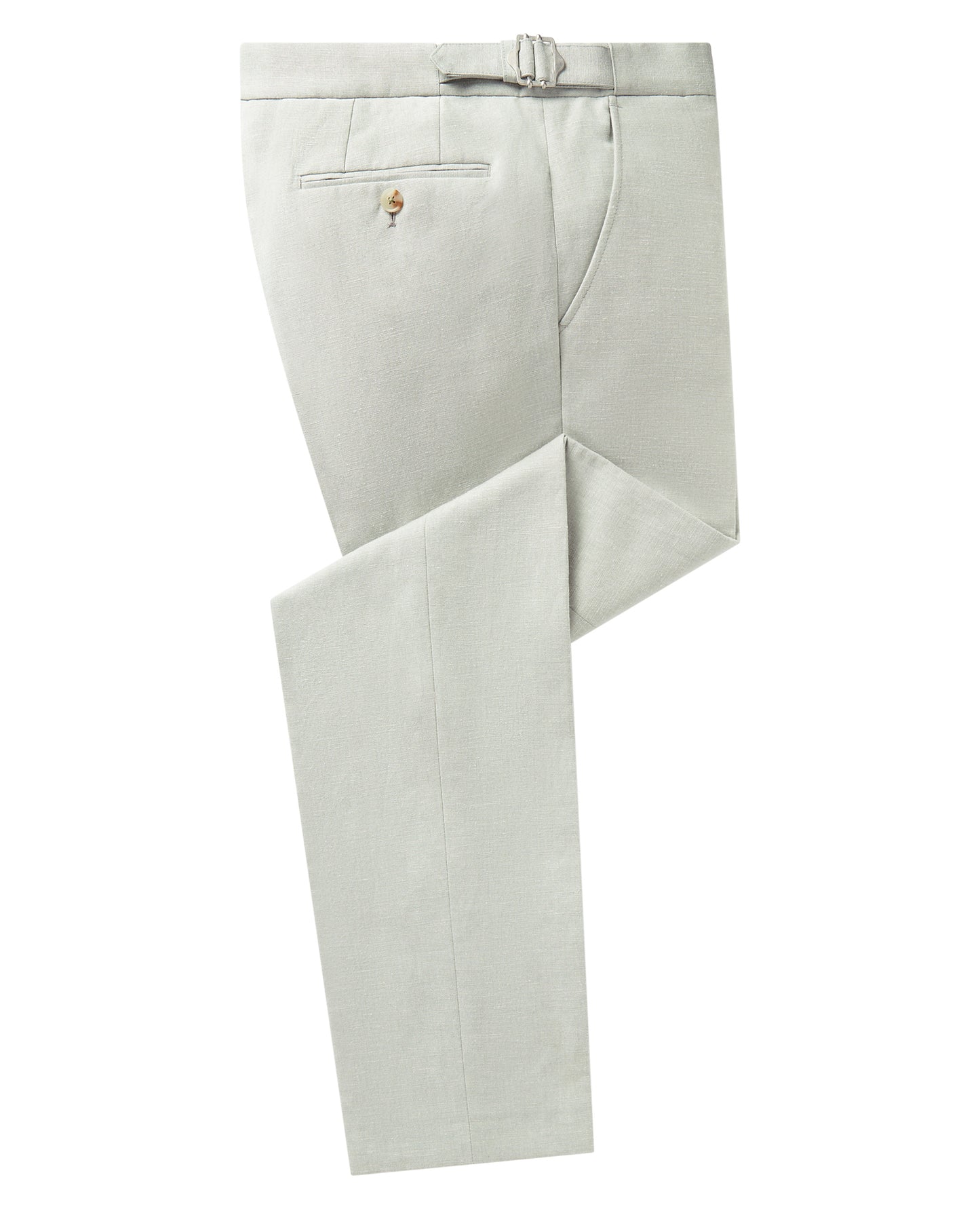 Slim Fit Linen-Blend Trousers - Light Green