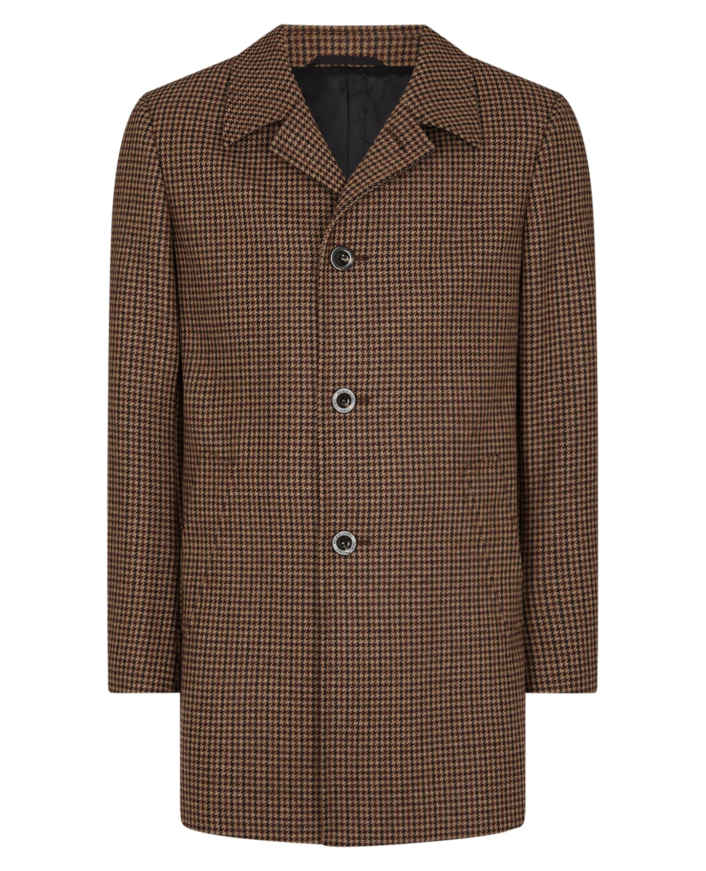 Tailored Fit Puppytooth Check Overcoat - Taupe