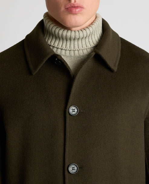 Tatum Relaxed Fit Wool Rich Overcoat - Olive Green