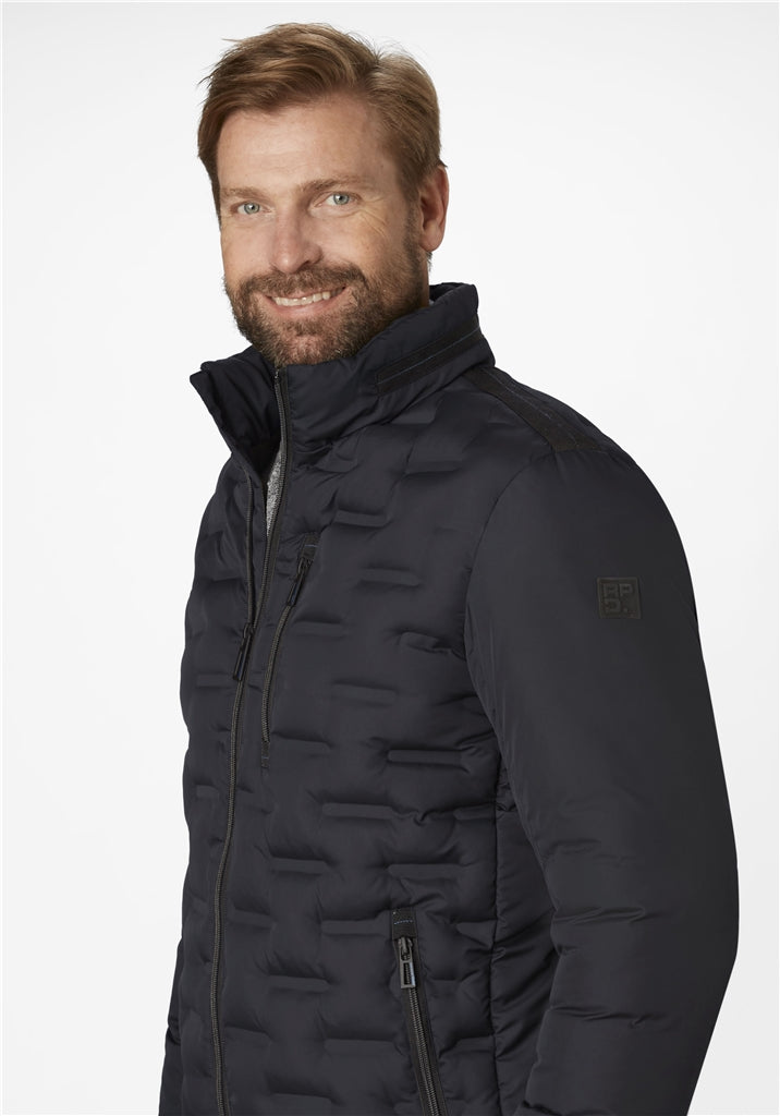 Quilted Puffer-style Coat - Navy