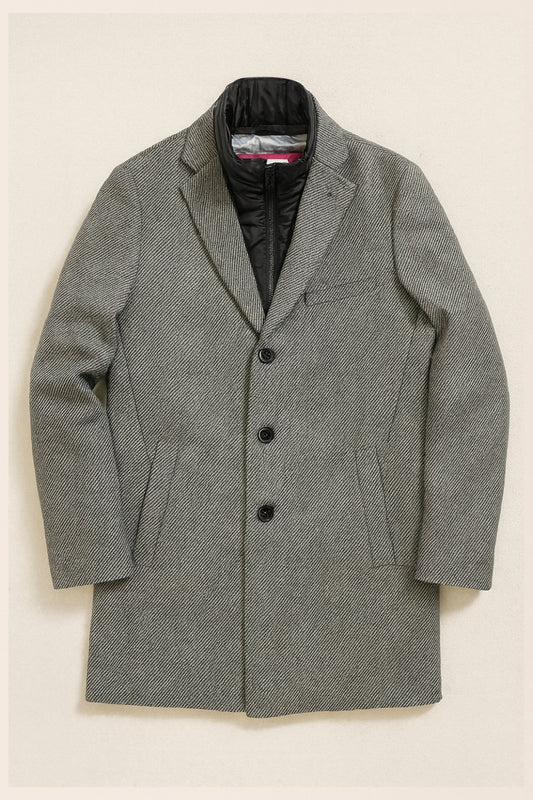 New Edison Wool-Rich Hybrid Overcoat - Charcoal