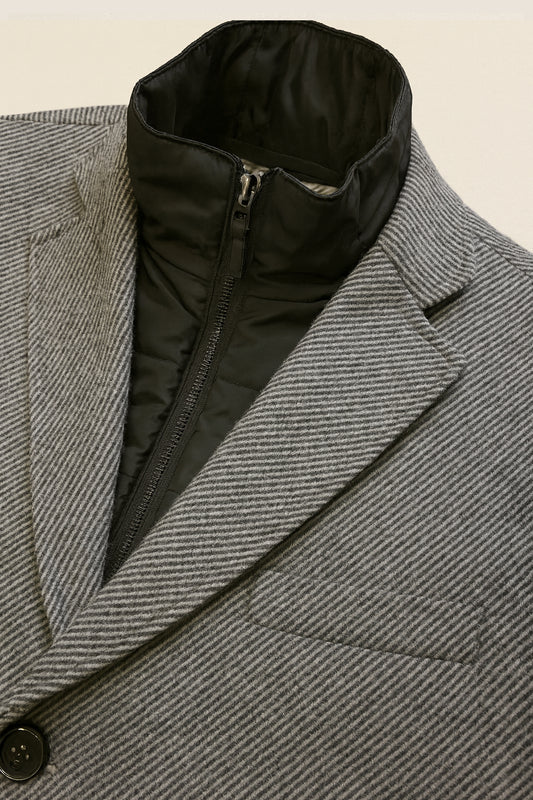 New Edison Wool-Rich Hybrid Overcoat - Charcoal