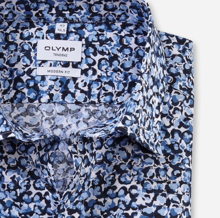 OLYMP Tendenz Modern Fit, Business Shirt, New Kent, Blue Floral