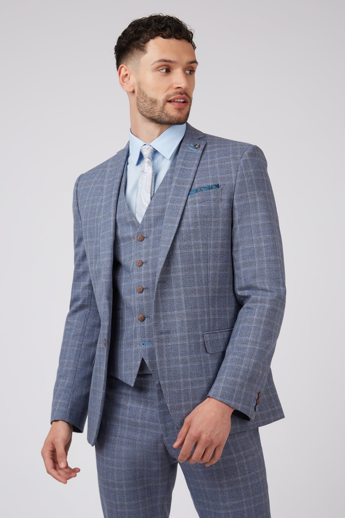 Light Blue Check from Antique Rogue - Waistcoat