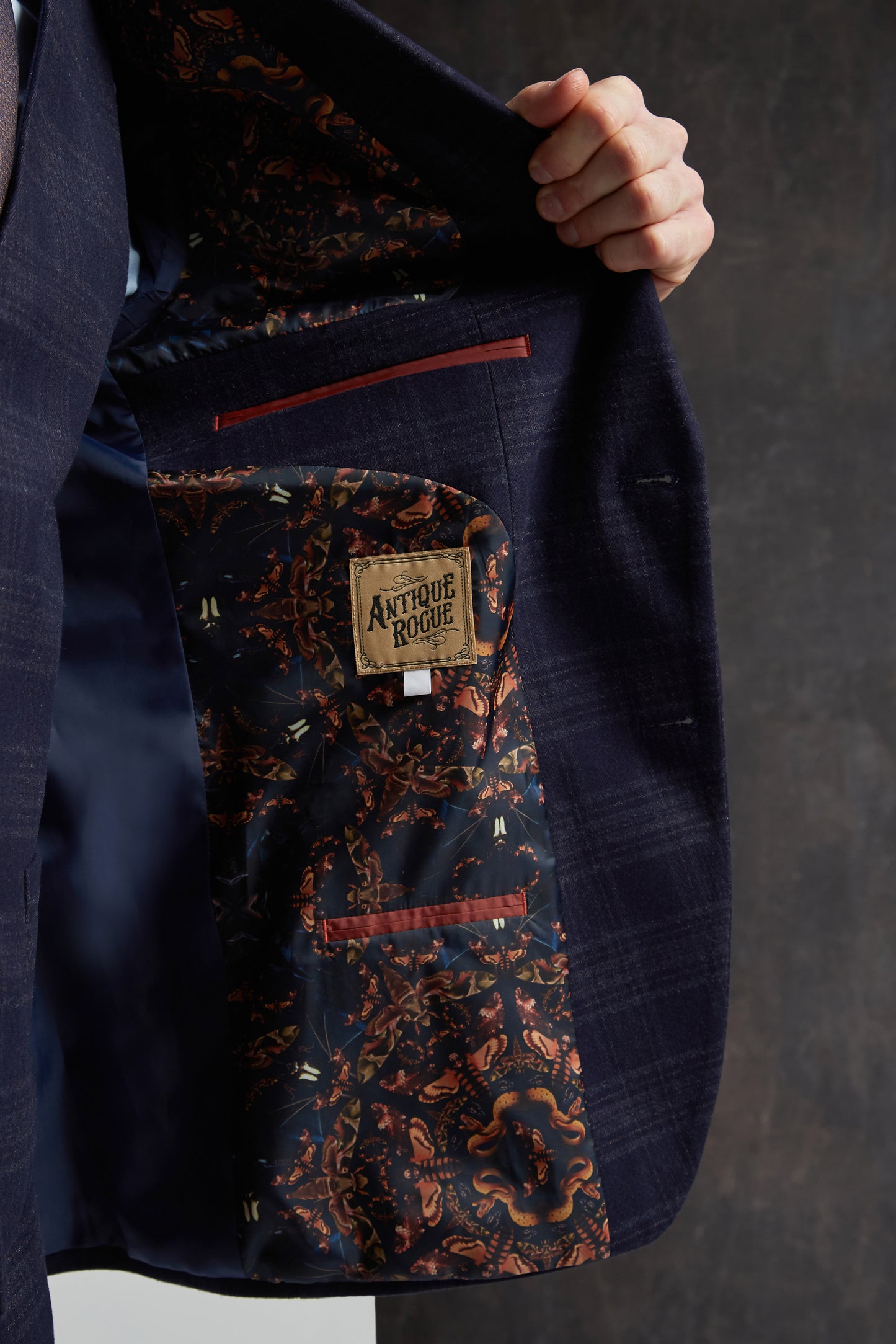 Navy Tweed Check from Antique Rogue - Trousers