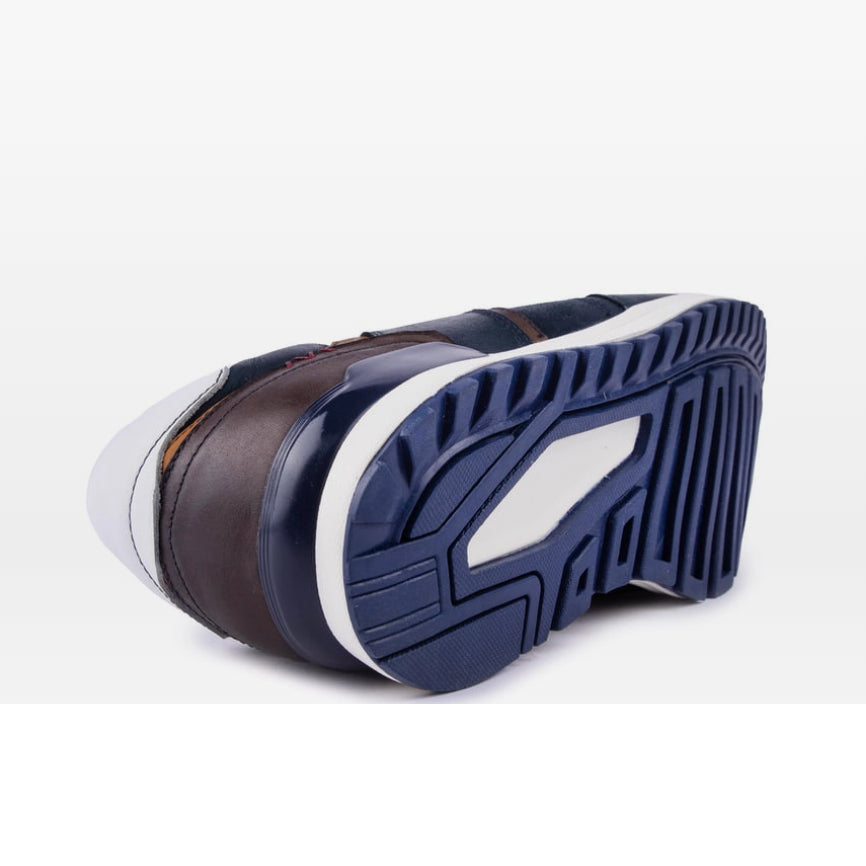 Brescia Leather Trainers - Navy