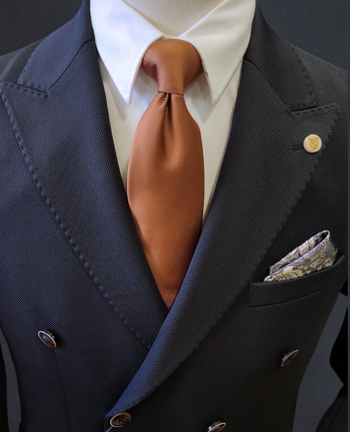 Modern Stretch Double-Breasted Suit - Navy Twill