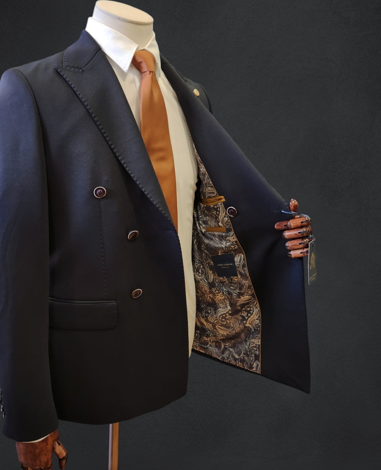 Modern Stretch Double-Breasted Suit - Navy Twill