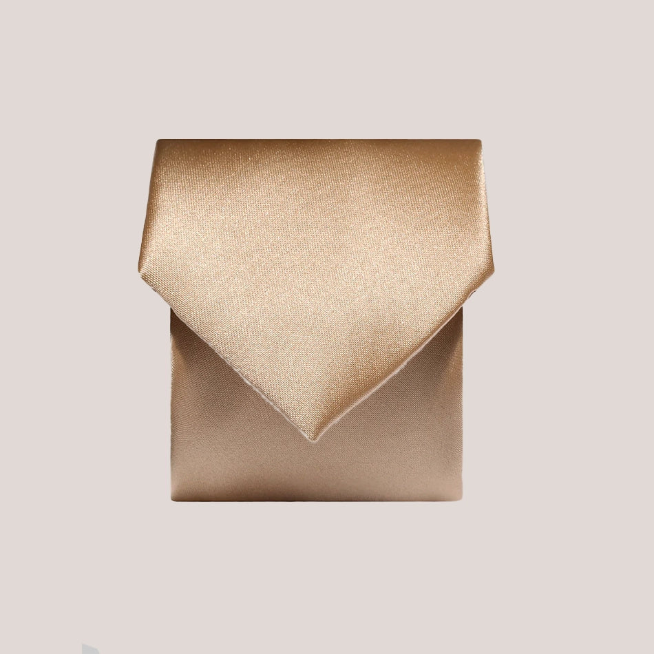 Plain Satin Tie - Dark Beige