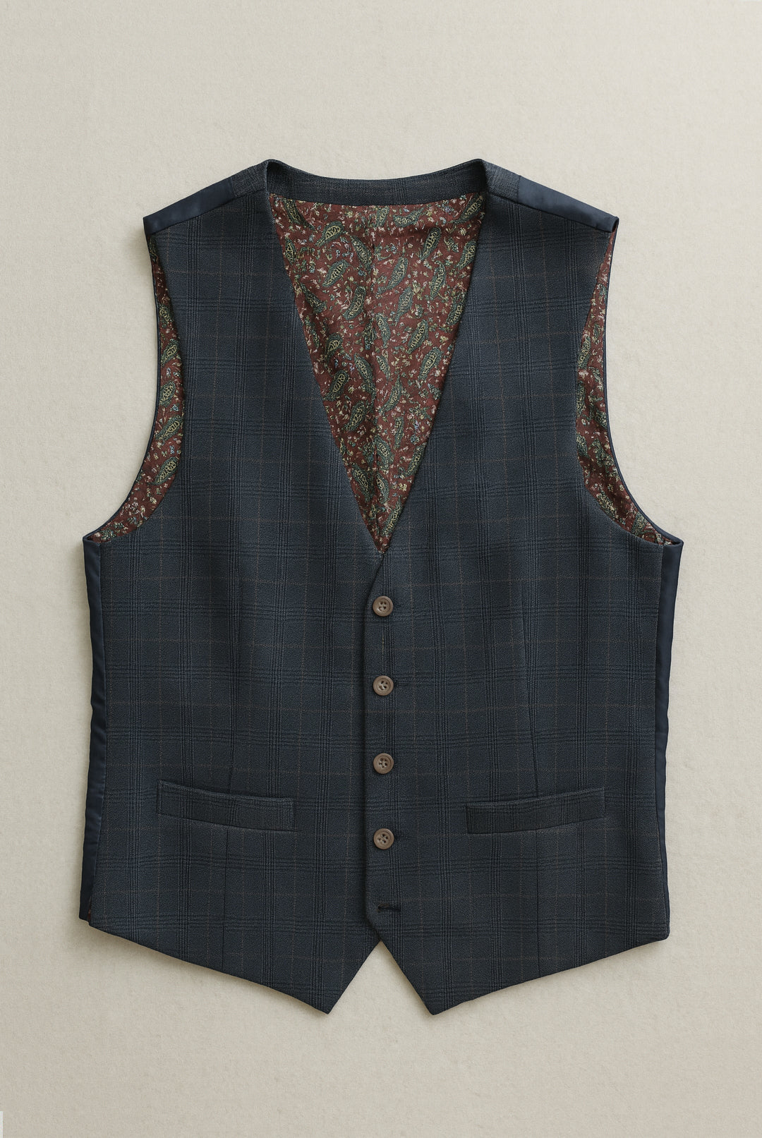 Elijah Navy Prince of Wales Check 3-Piece Suit - Waistcoat