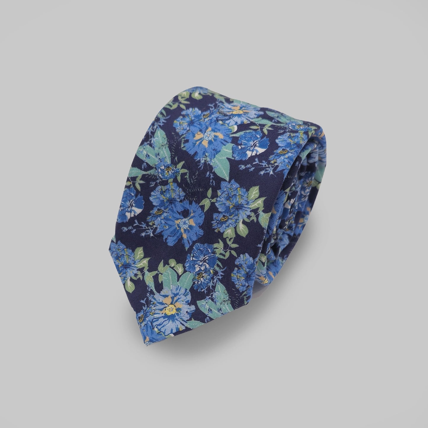 FLORAL/ BIRD Print Tie and Hankie - Navy Blue