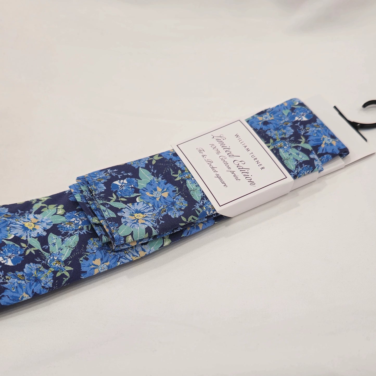 FLORAL/ BIRD Print Tie and Hankie - Navy Blue