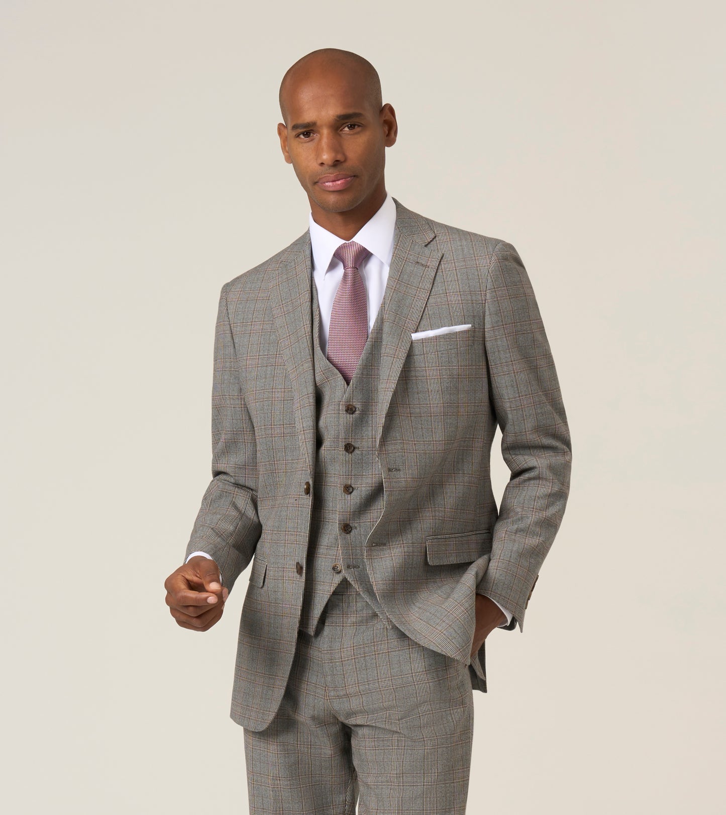 Haley Grey/Brown Prince of Wales Check - Waistcoat